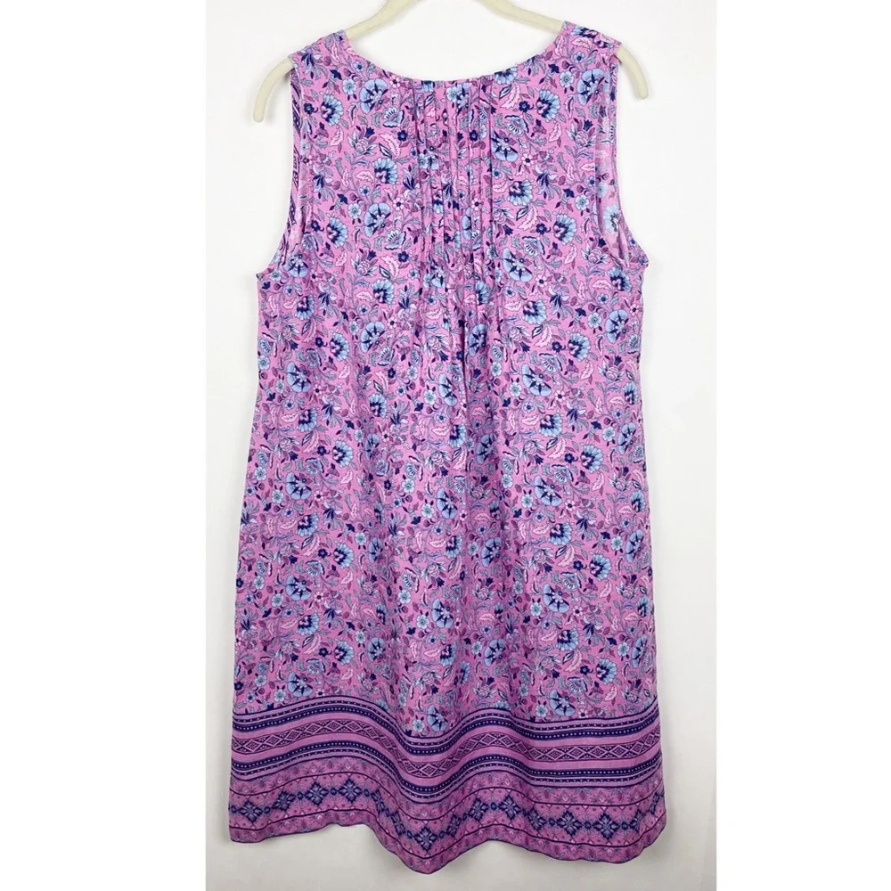 J Jill Love Linen Floral Split Neck Dress Pockets - Picture 3 of 7